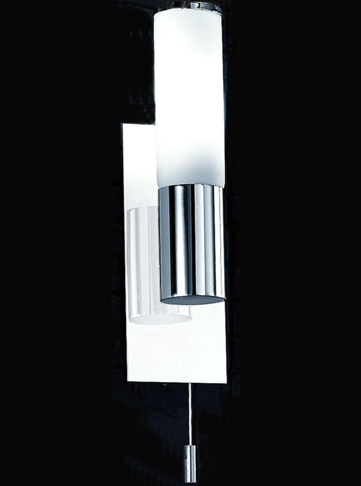 Polished Chrome and Glass Bathroom Wall Light - ID 2355
