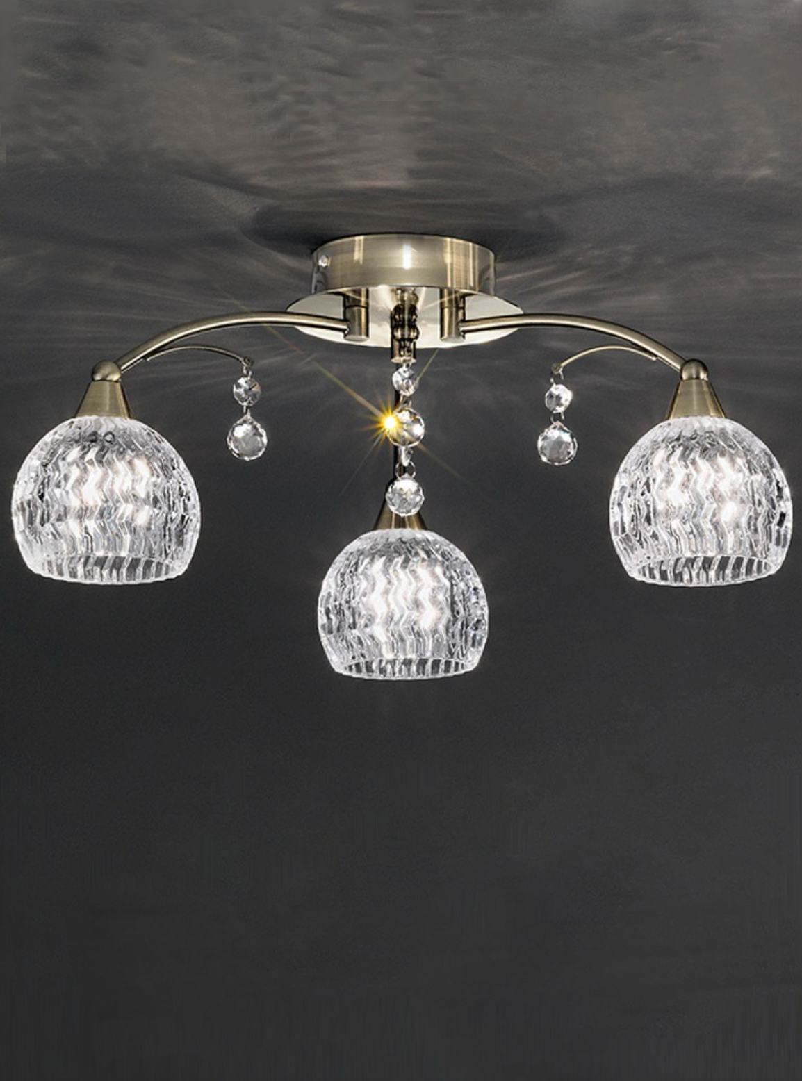 Antique Brass 3 Light Semi-Flush ID 9846