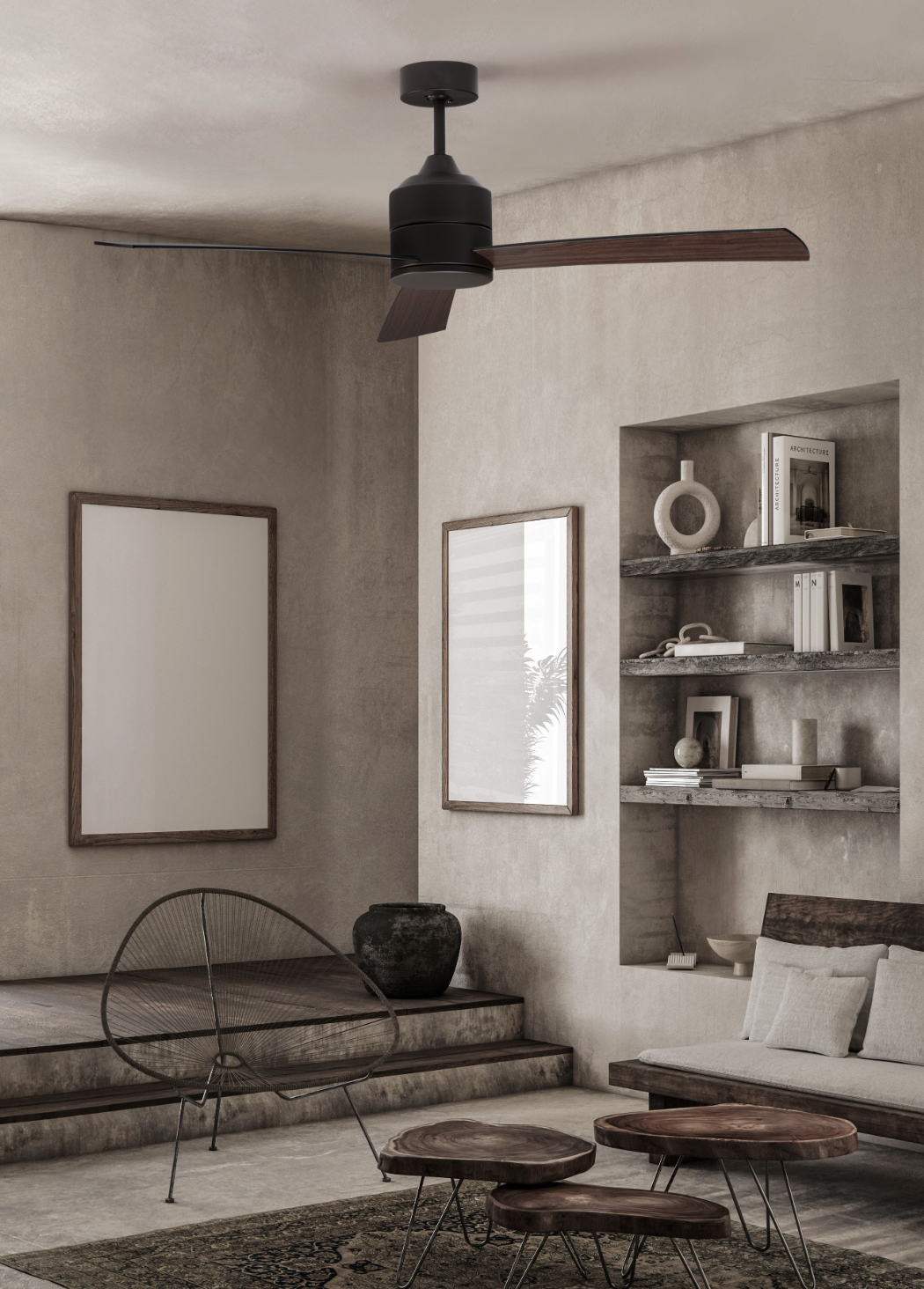 AXE Ceiling Fan, Black & Walnut - ID 11954