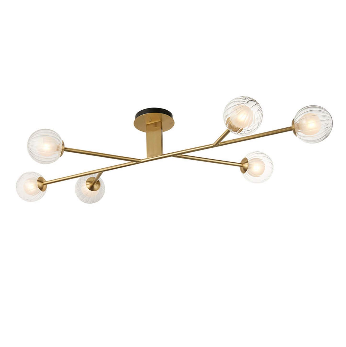 6 Light Semi Flush, Satin Brass - ID 12092