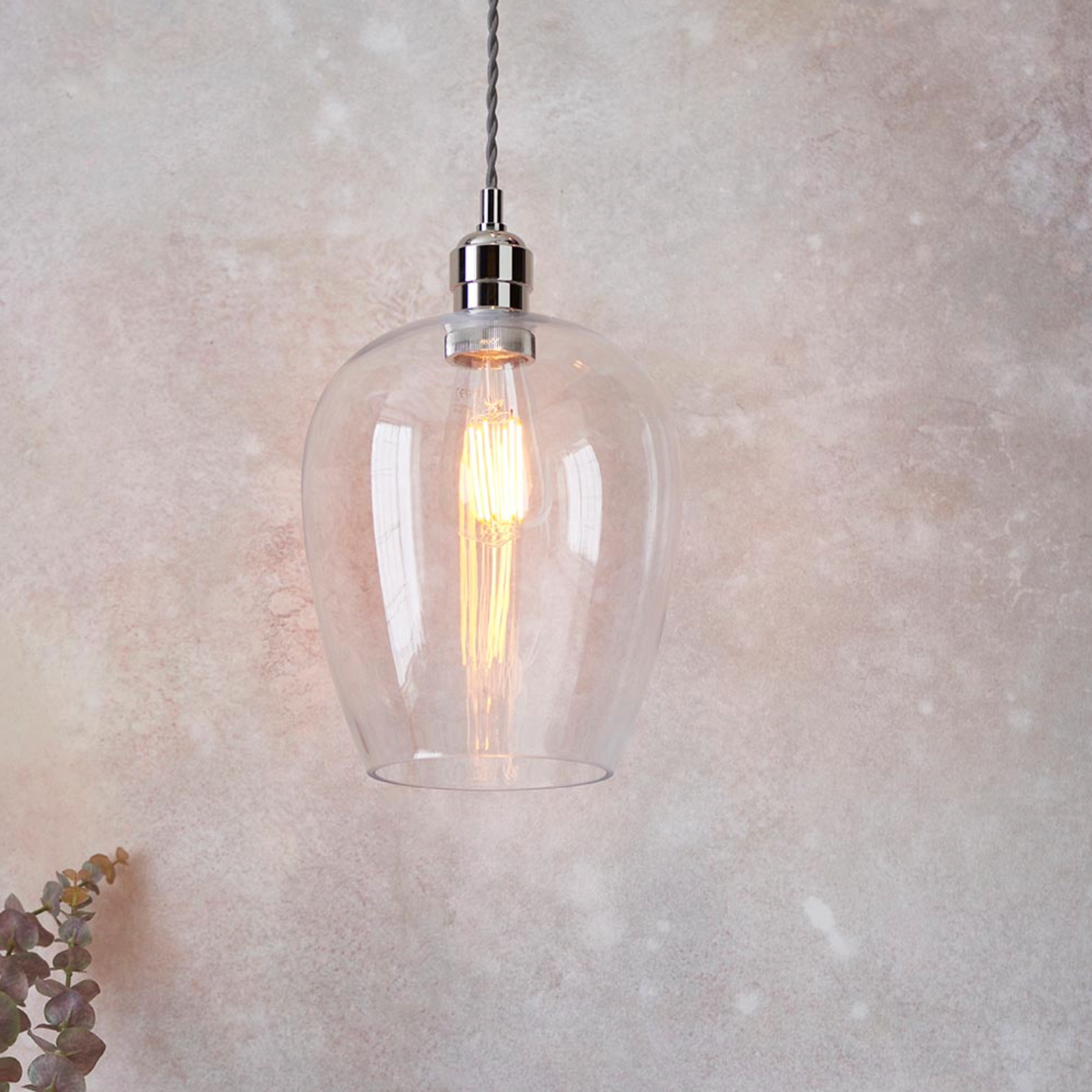 Clear Glass & Bright Nickel Small Pendant - ID 12114