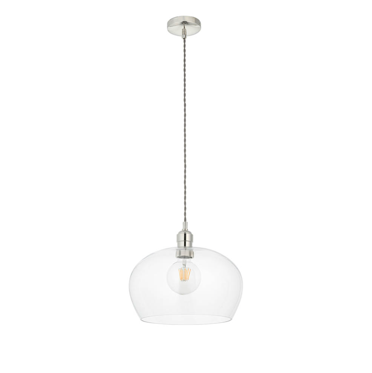 Clear Glass And Bright Nickel Medium Pendant Id 12115 The Lighting Centre Guildford Ltd