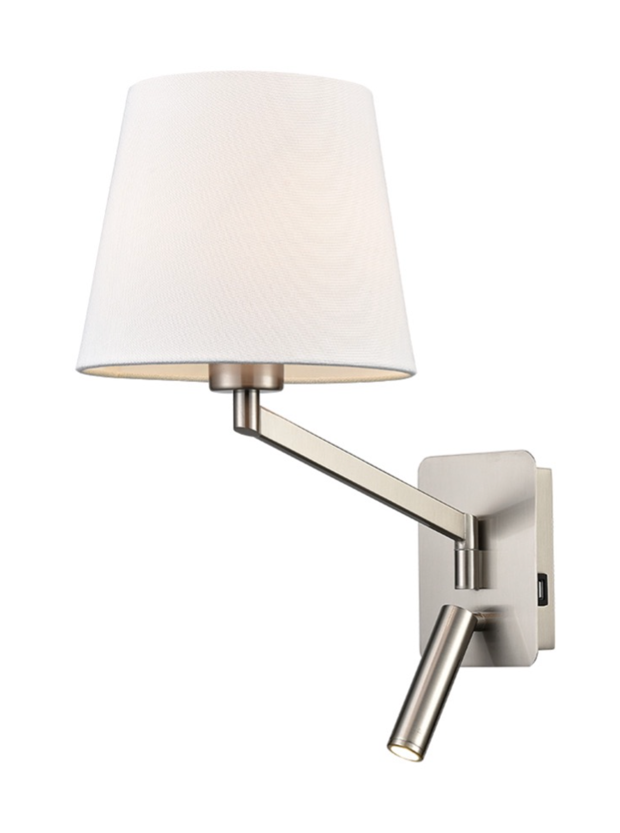 Swing Arm Bracket With USB/LED, White Shade - ID 12122