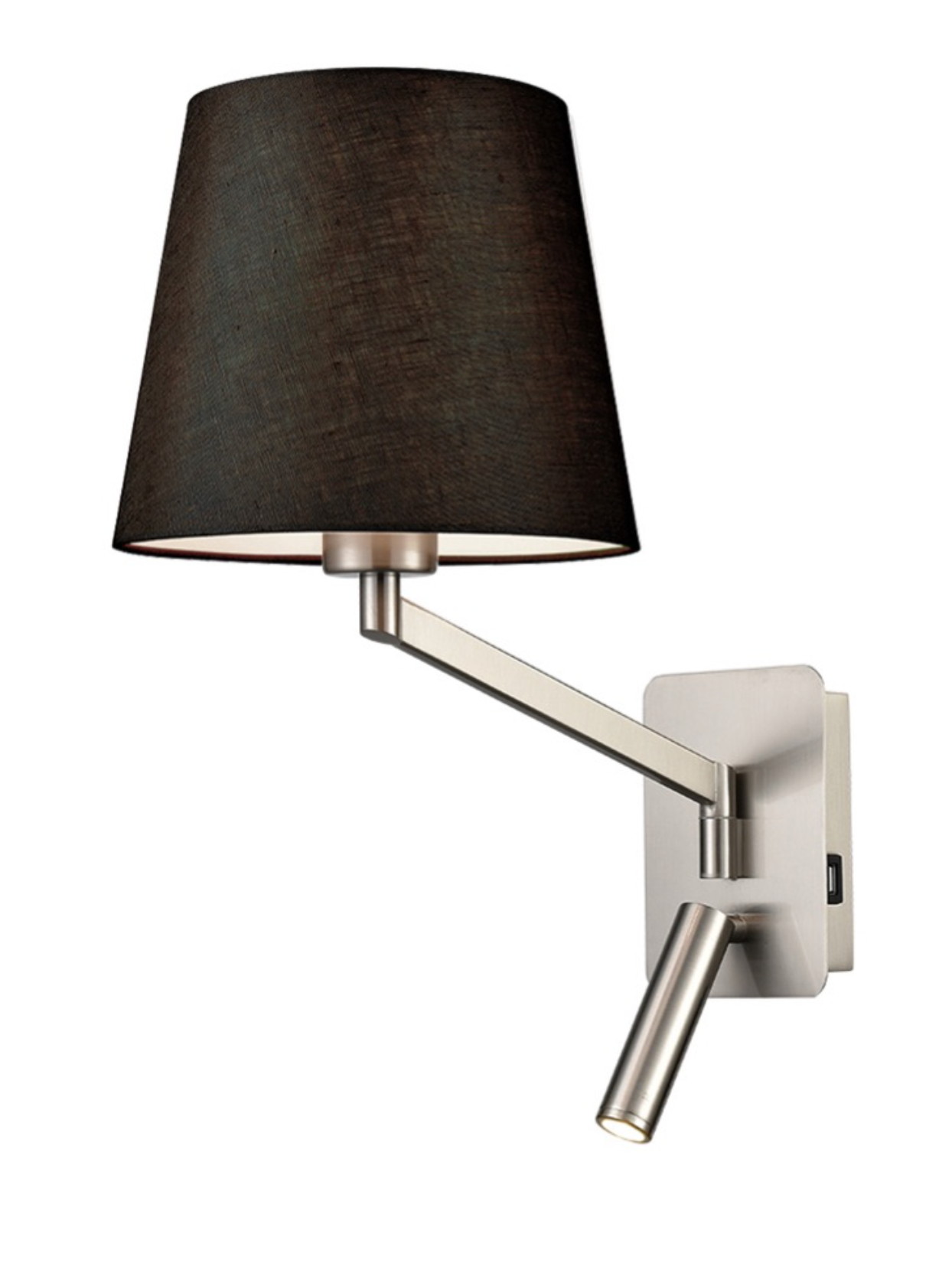 Swing Arm Bracket With USB/LED, Black Shade - ID 12123