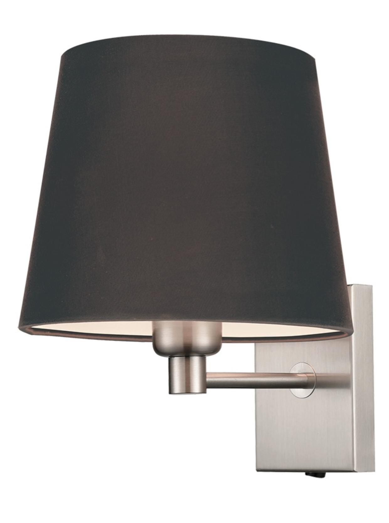 Satin Nickel Switched Wall Bracket, Black Shade - ID 12131