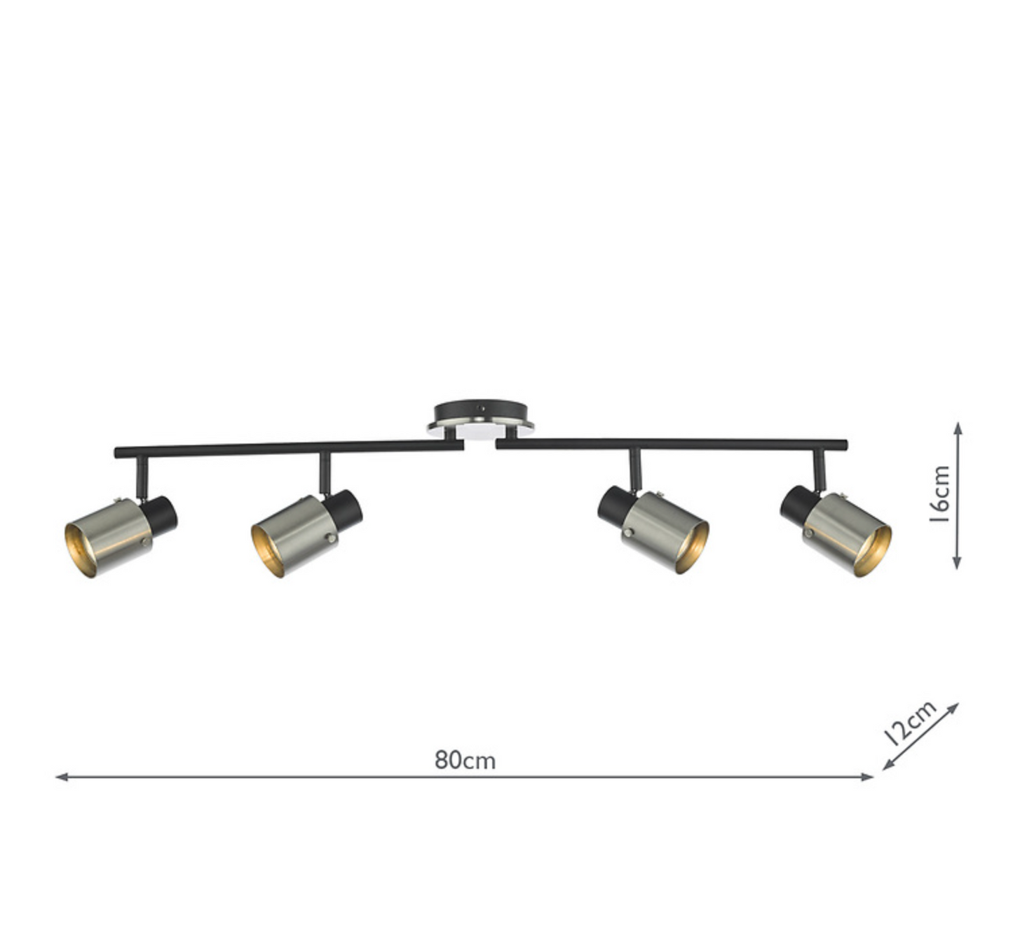 Four Light Spotlight Bar, Brushed Nickel & Matt Black - ID 12008