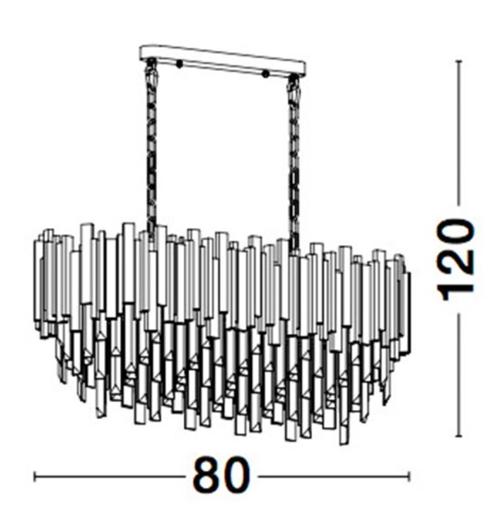 GRA Gold Metal & Crystal Linear Contemporary Chandelier