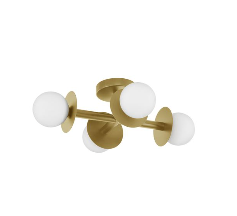 Modern Semi Flush Opal Glass And Brass Gold Aluminium Id 12261 The Lighting Centre Guildford Ltd