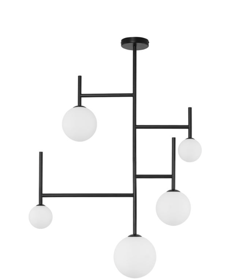 Modern Semi-Flush, Opal Glass & Sandy Black Aluminium ID - 12262