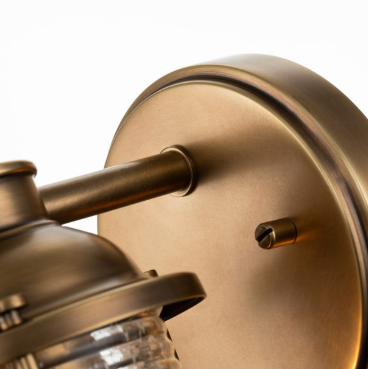 Nautilus Brass & Seeded Clear Glass IP44 Bathroom Wall Light