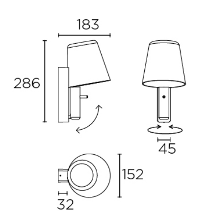 Nado white LED wall light & reading spotlight with opal shade ID 9342