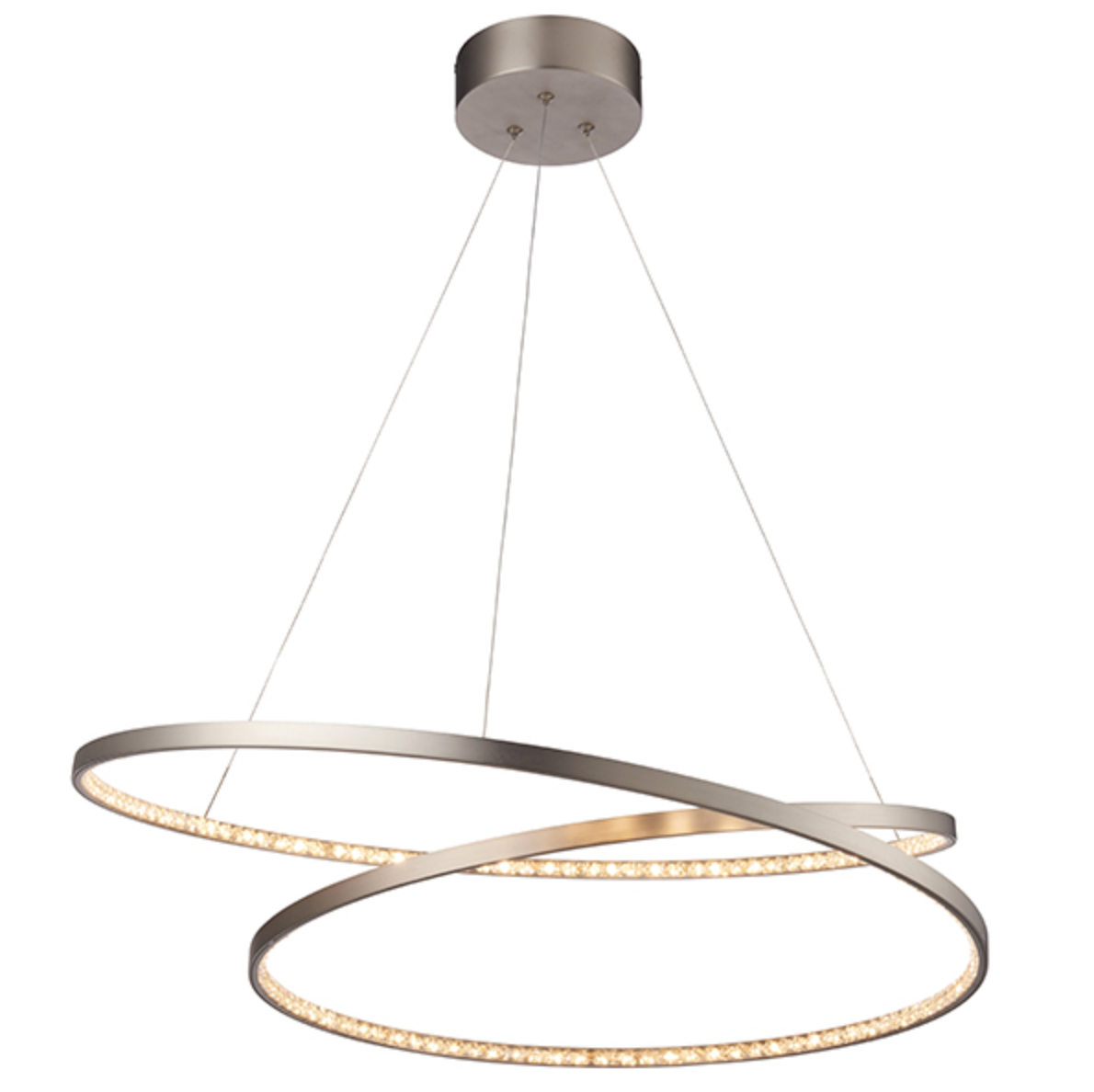 Matt Nickel LED Loop Pendant with Crystal Interior ID - 9335