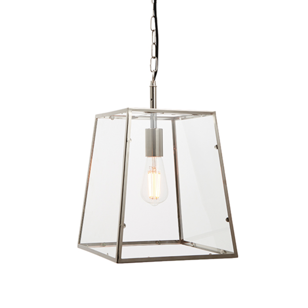 Polished Chrome Tapered Box Lantern - ID 9643