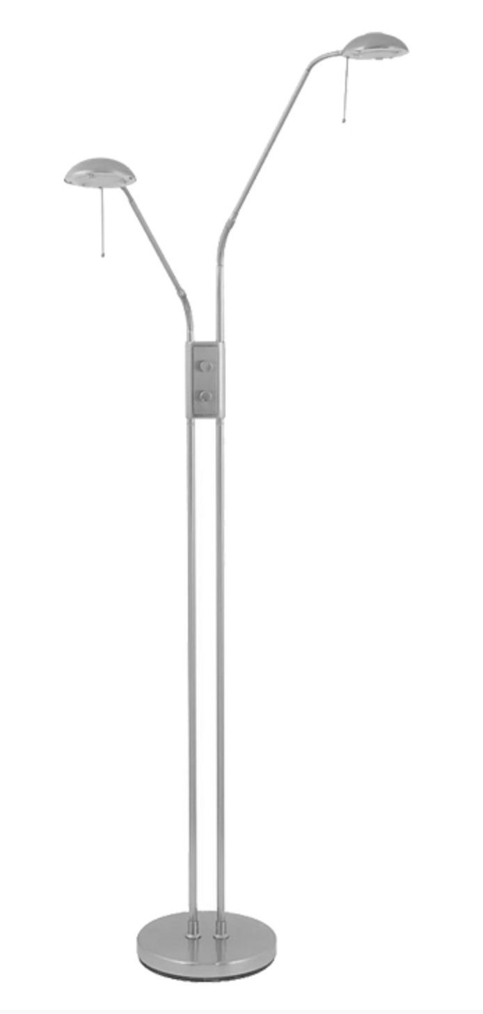 Thurso Twin Head Floor Lamp In Satin Chrome - ID 9422
