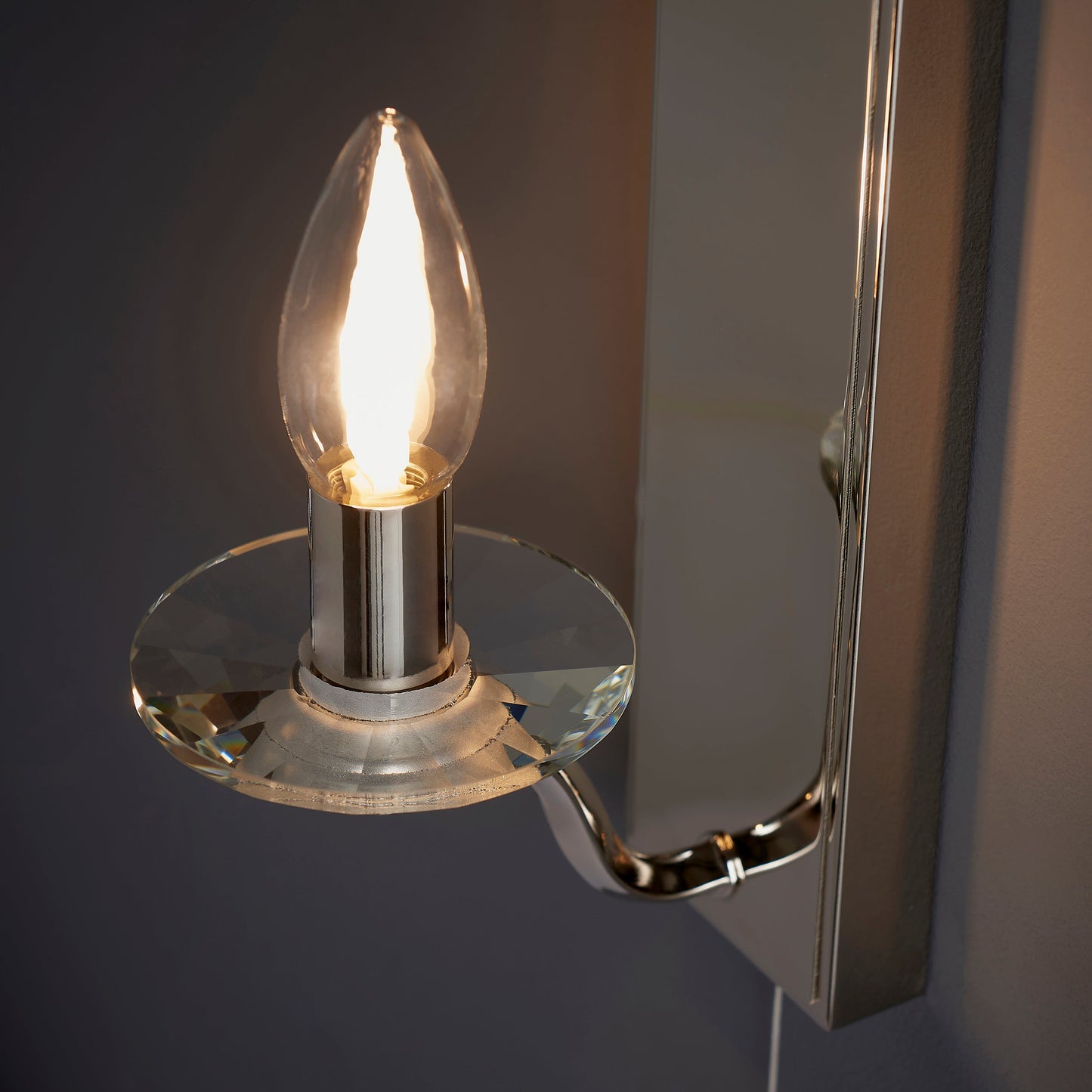 Timeless Polished Nickel & Crystal Bathroom Wall Light - ID 11680