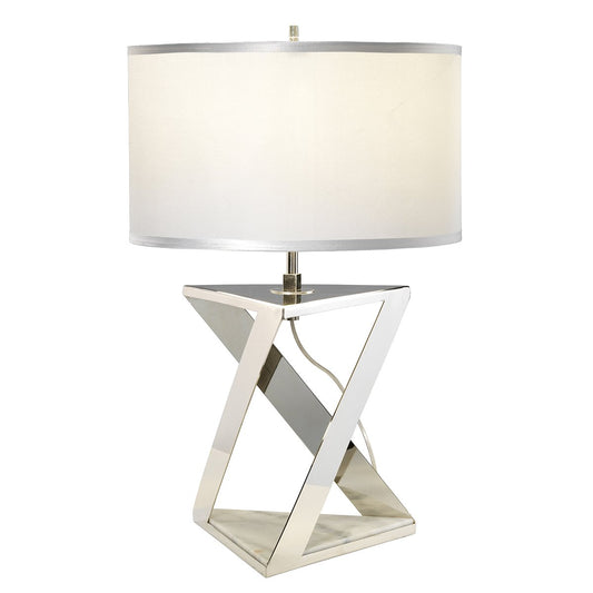 Polished Nickel Table Lamp With White Marble Base - ID 9392