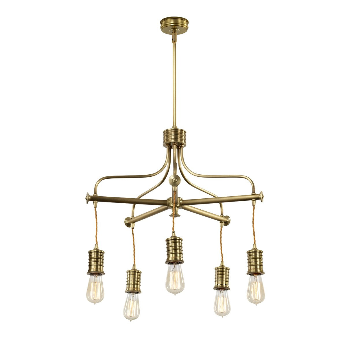 Five Light Aged Brass Chandlier