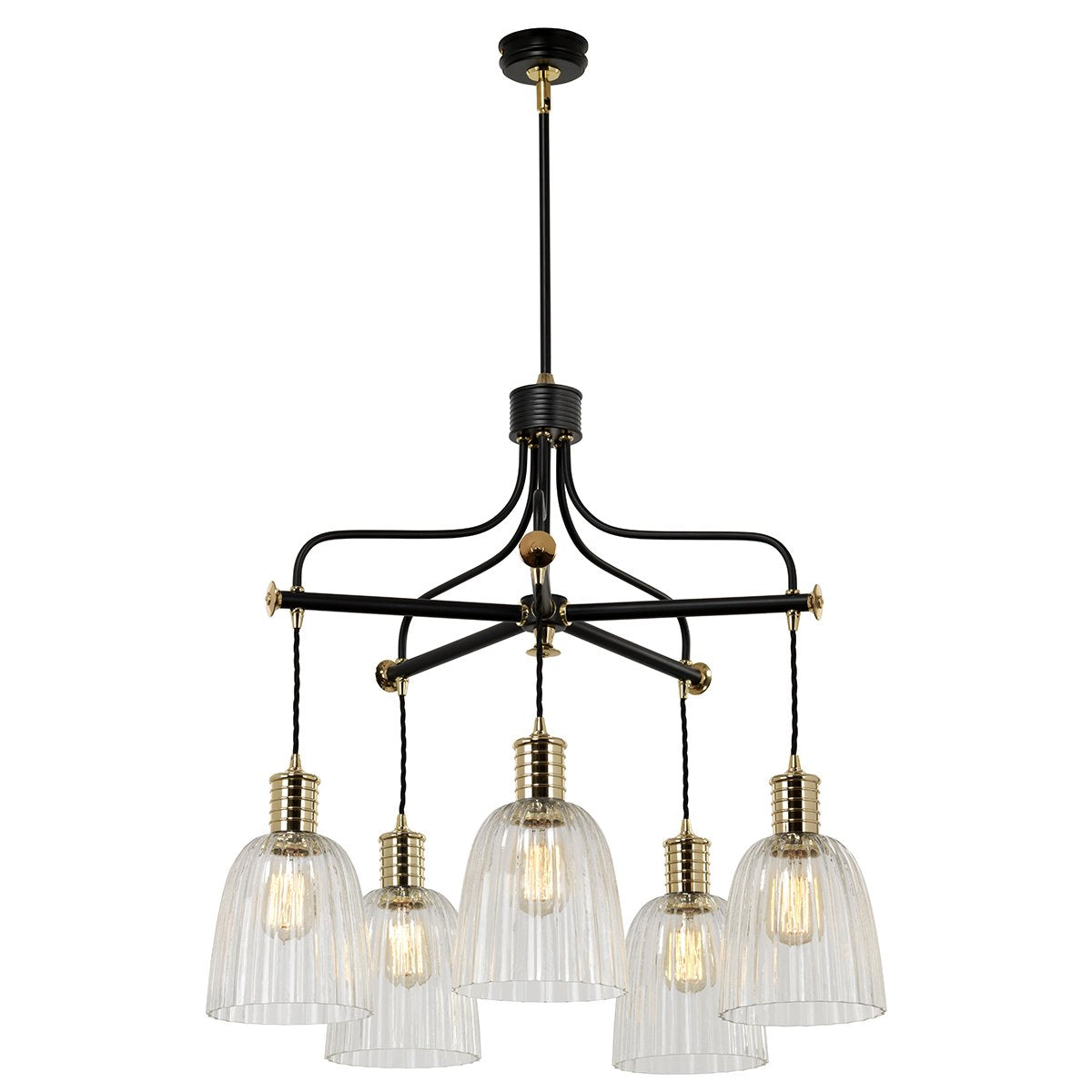 Five Light Black/Polished Brass Chandlier