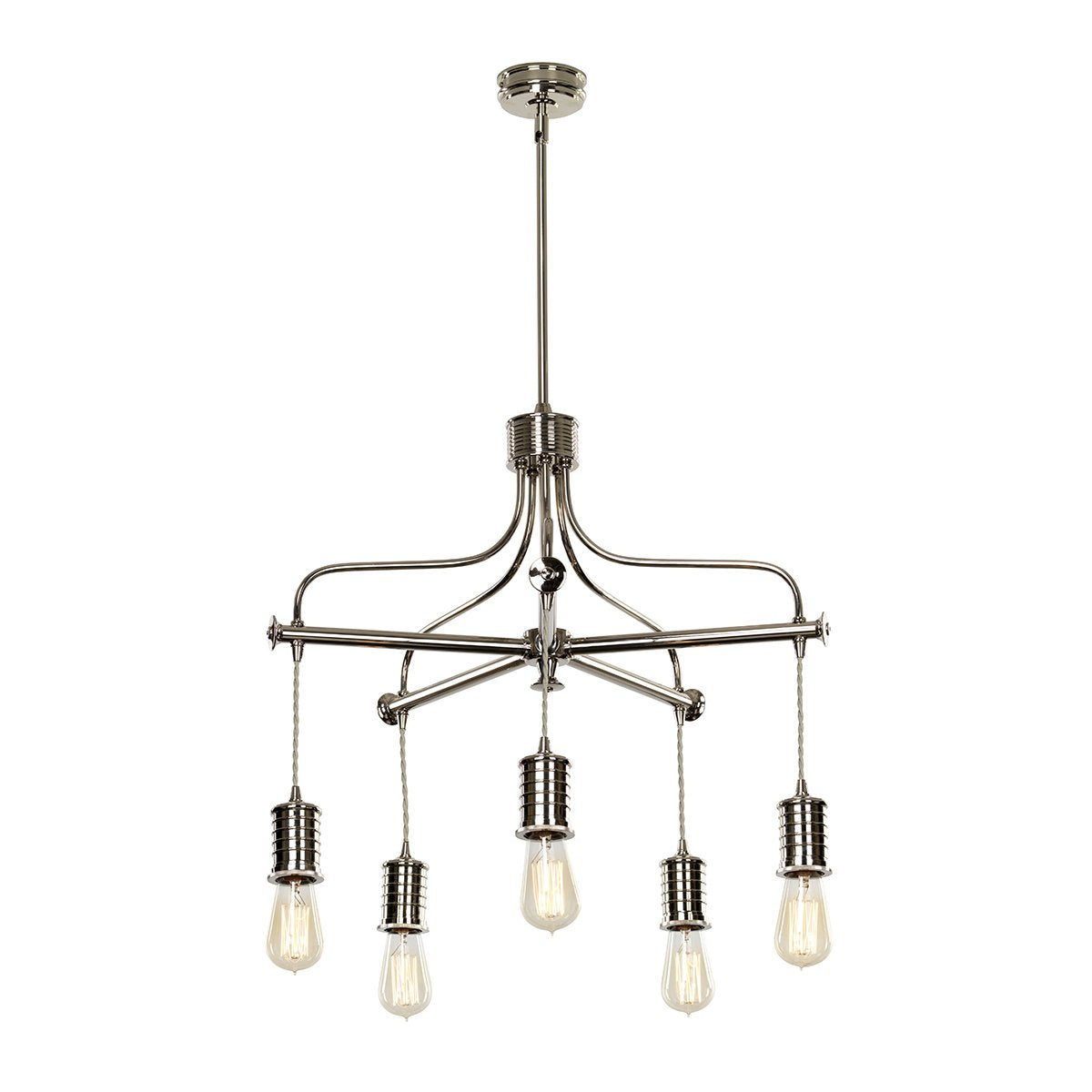 Five Light Polished Nickel Chandelier