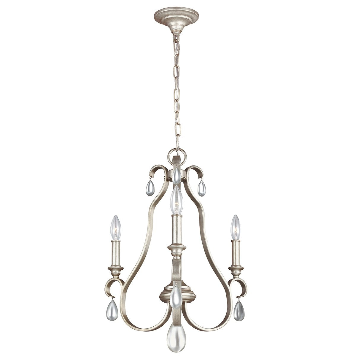DeWitt Three Light Sunrise Silver Chandelier