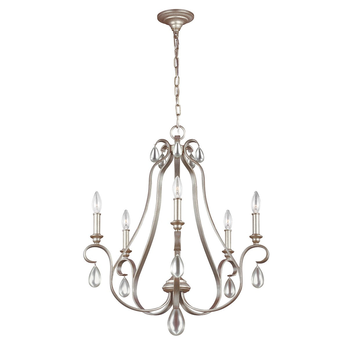 DeWitt Five Light Sunrise Silver Chandelier