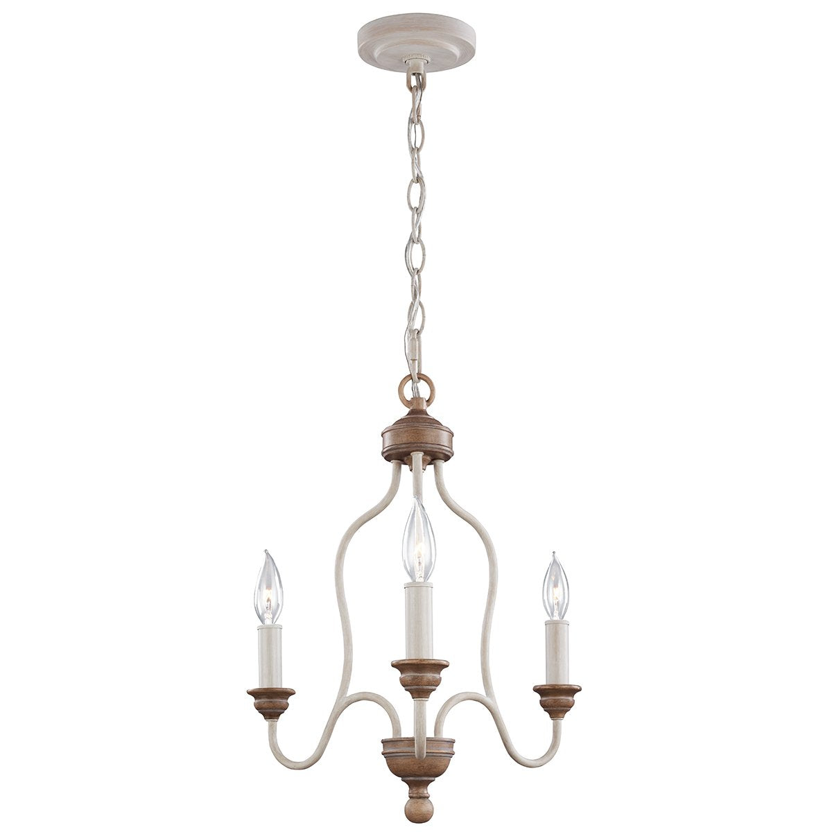 Three Light Chalk Washed/ Beachwood Chandelier