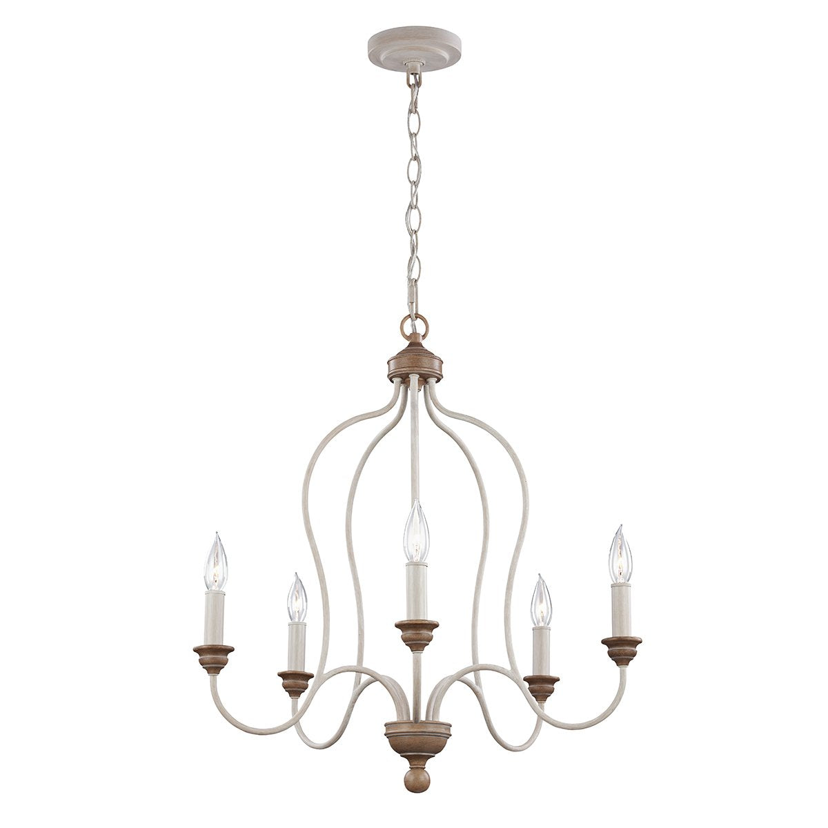 Five Light Chalk Washed/ Beachwood Chandelier