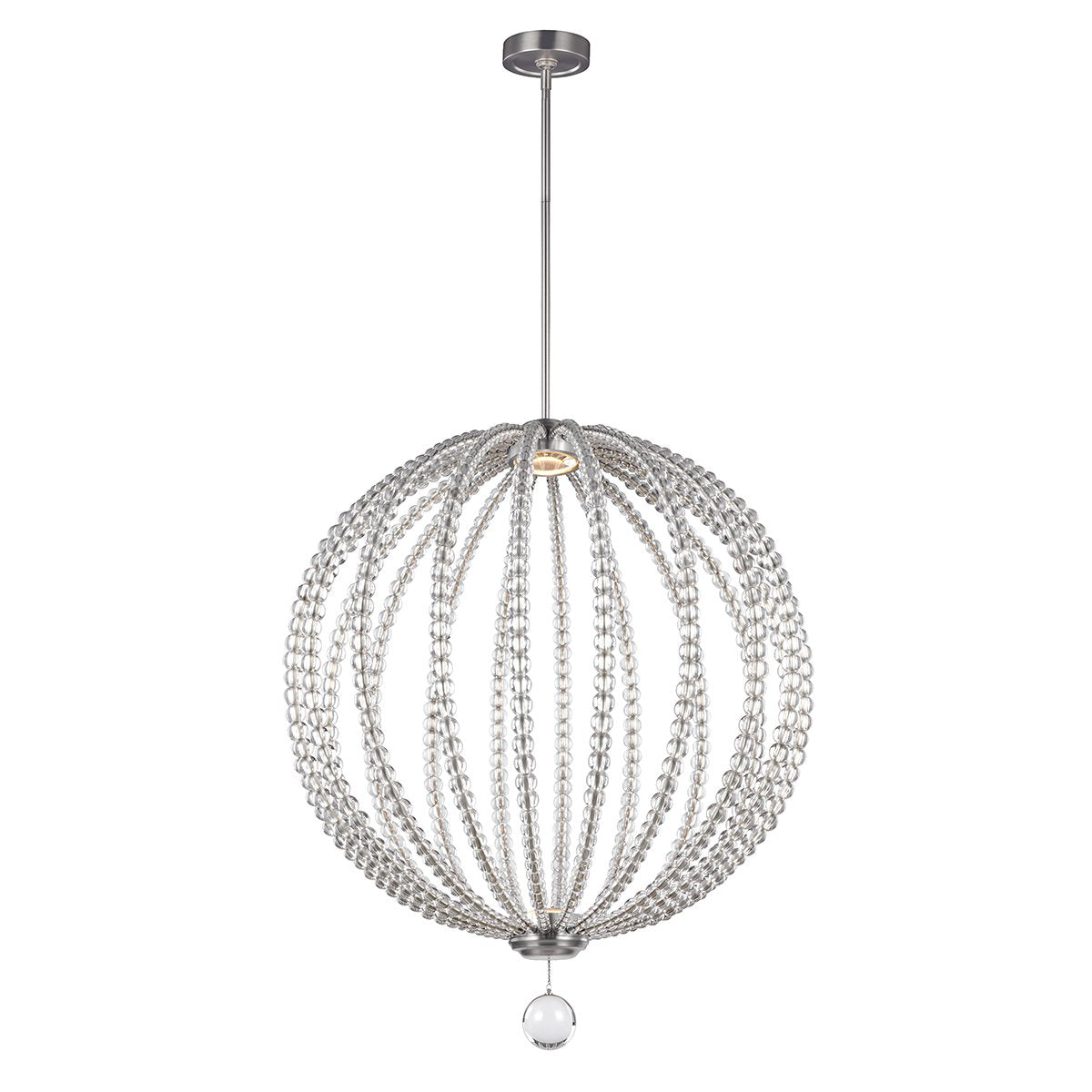 Large Two Light Satin Nickel LED Pendant