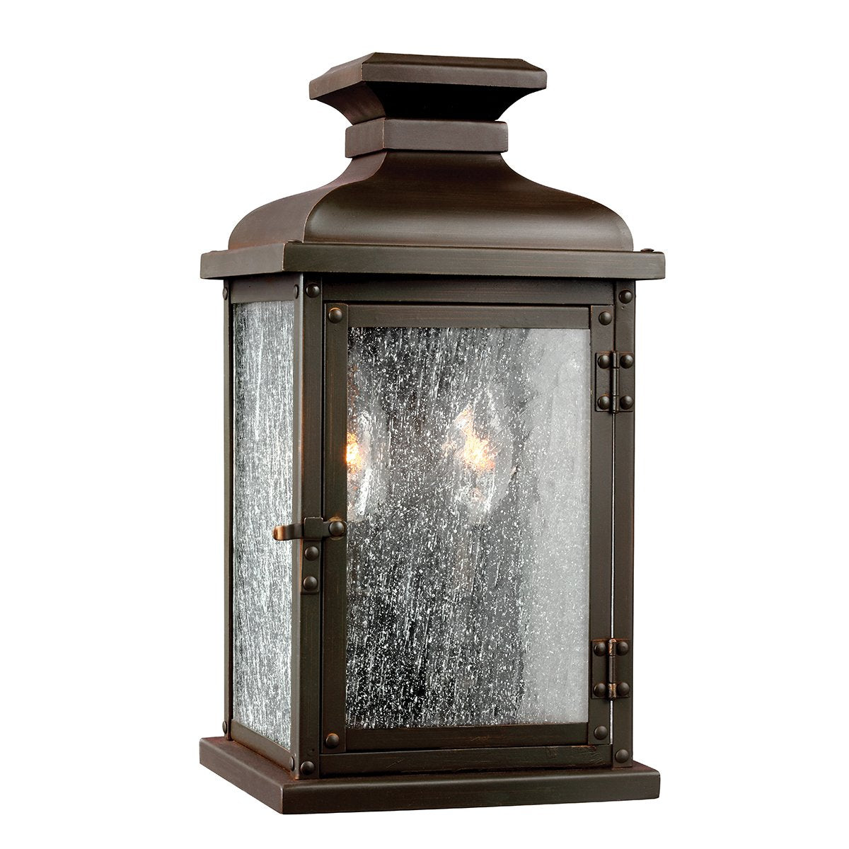 Small Two Light Dark Aged Copper Wall Lantern