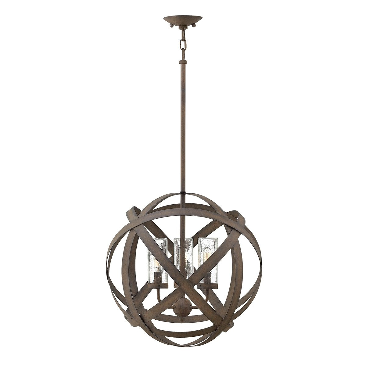 Three Light Vintage Iron Outdoor Chandelier
