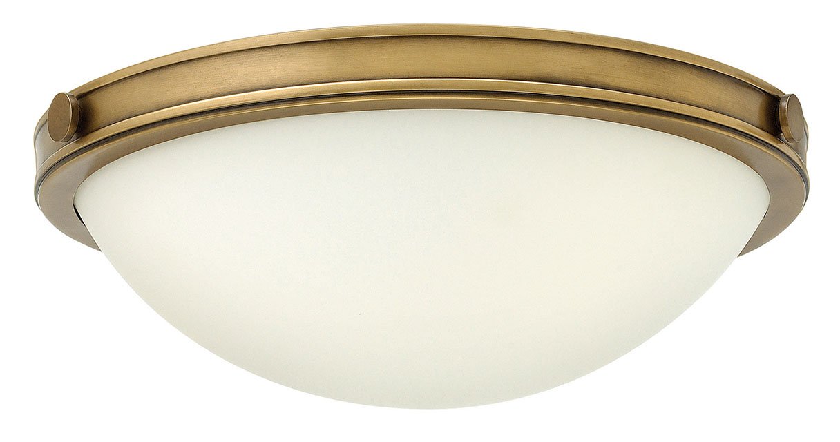 Small Two Light Heritage Brass Flush Mount Ceiling Light
