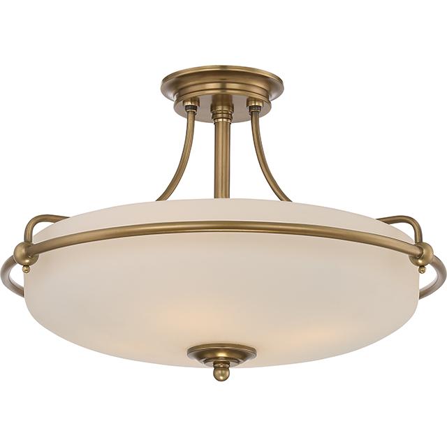 Four Light Weathered Brass Semi-Flush Mount