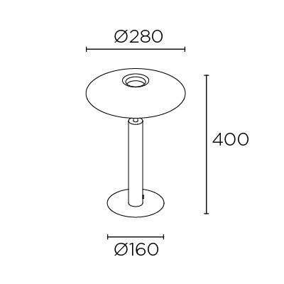 HAT Black Up & Down Diffused Table Light - ID 10733