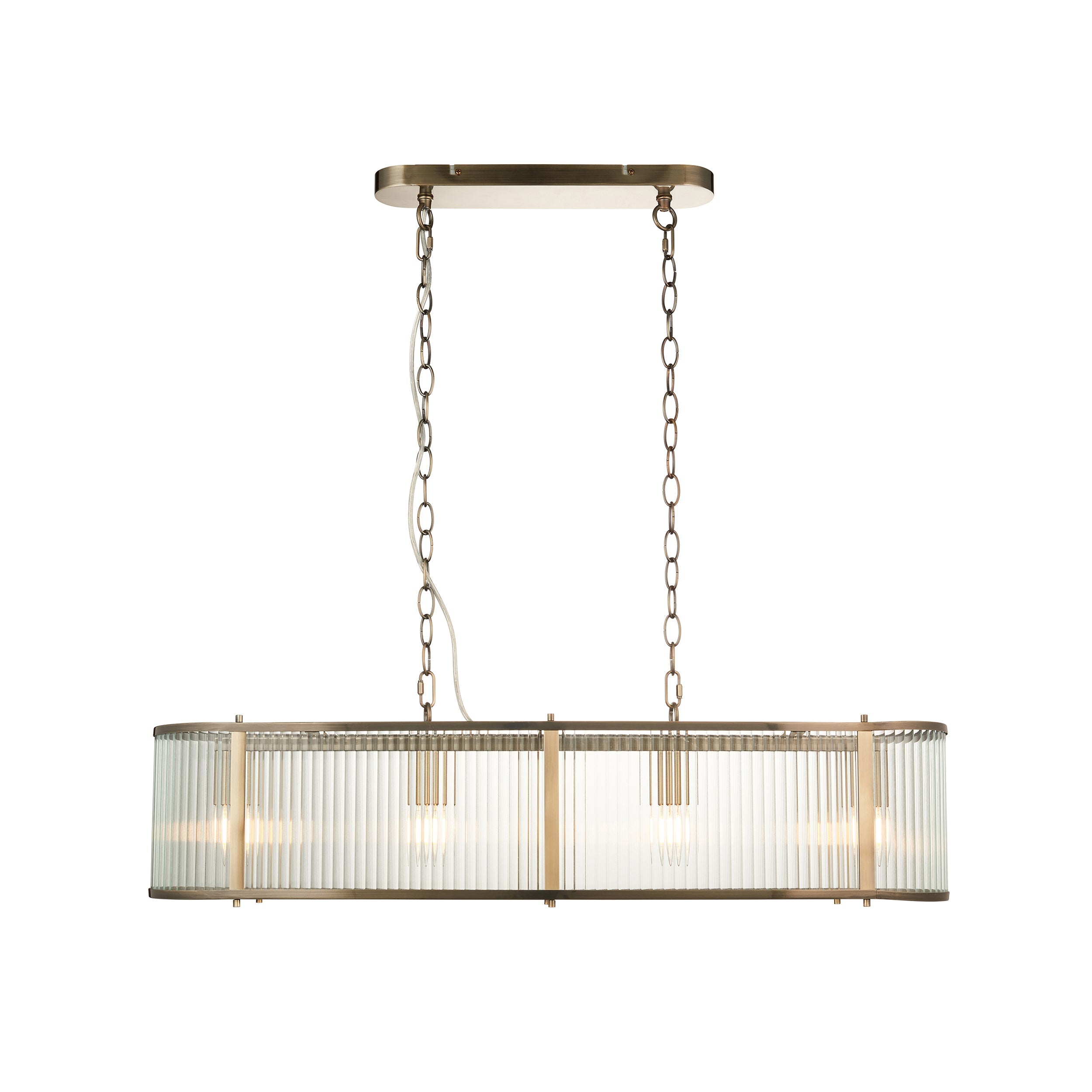 Antique Brass Linear Pendant with Clear Ribbed Glass Panels - ID 13499 ...