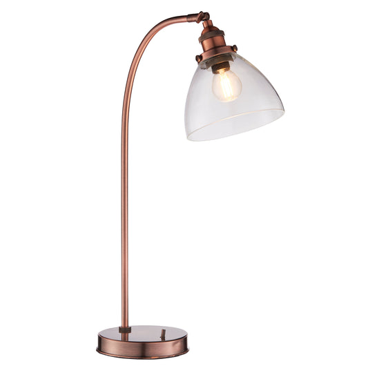 HAN Aged Copper Table Lamp with Clear Glass Shade - ID 13017