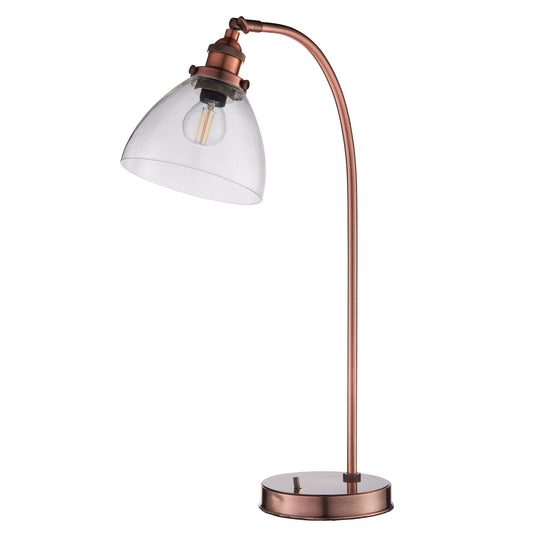 HAN Aged Copper Table Lamp with Clear Glass Shade - ID 13017