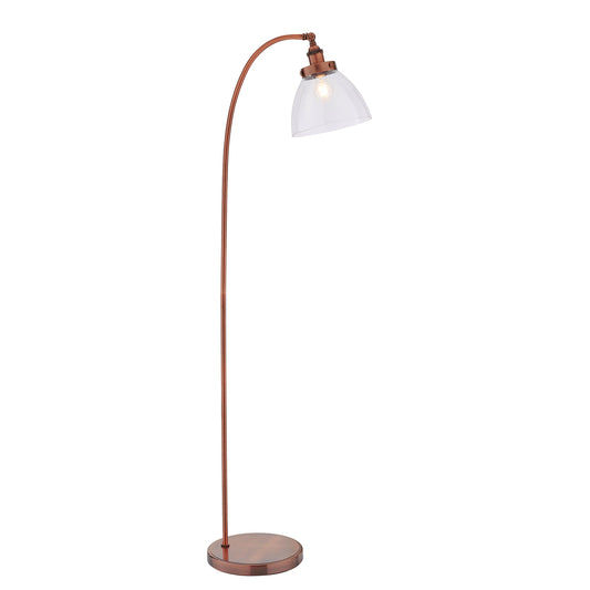HAN Aged Copper Floor Lamp with Clear Glass Shade - ID 11021