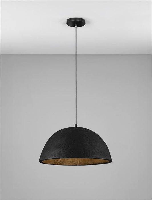 TAL Large Black Papier-Mâché Dome Pendant - ID 13590