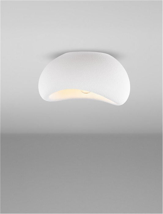 LEF Small Sandy White Polyurethane & Resin Quaver Flush Ceiling Light - ID 13567