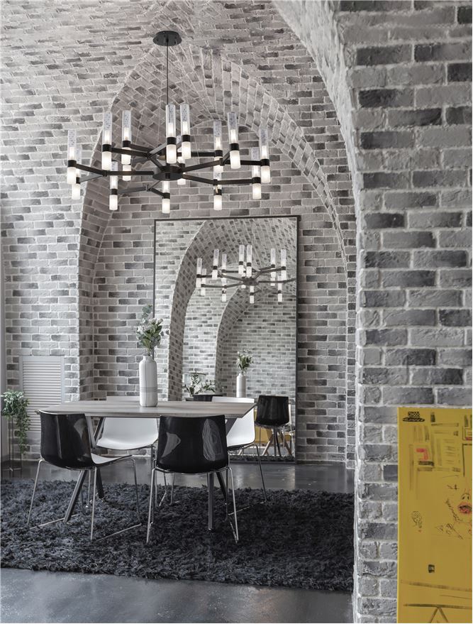 CEN Matt Black Metal Glass 30 Lamp Pendant With Clear & Frosted Glass - ID 12534