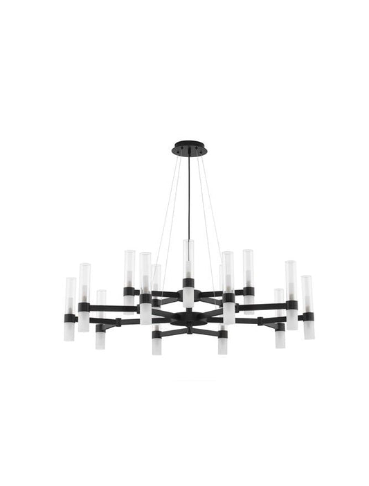 CEN Matt Black Metal Glass 30 Lamp Pendant With Clear & Frosted Glass - ID 12534