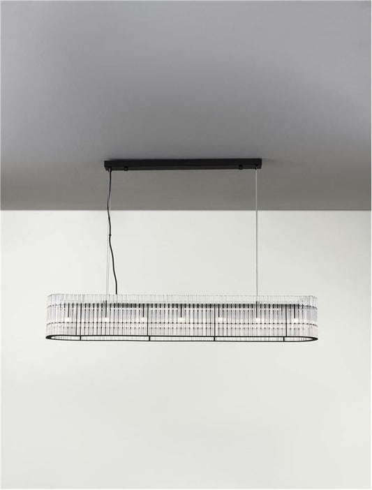 BAR Matt Black Metal & Clear Glass Over Table Pendant - ID 13199