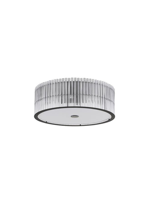 BAR Matt Black Metal & Clear Glass Semi-Flush Ceiling Light - ID 13200