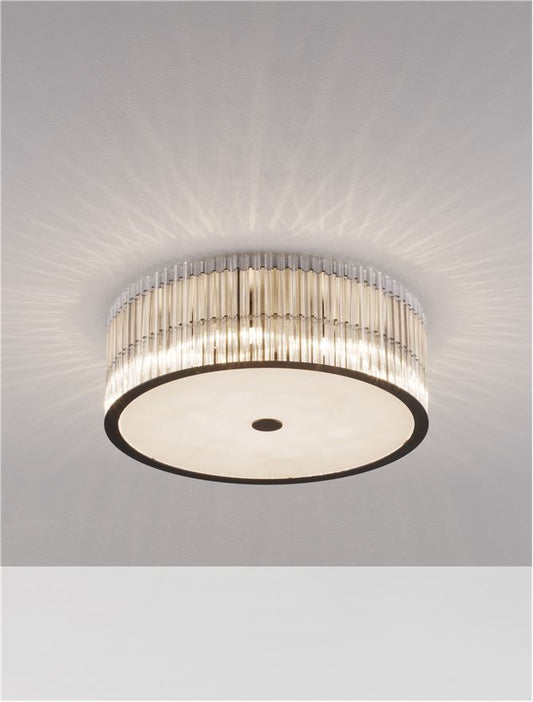 BAR Matt Black Metal & Clear Glass Semi-Flush Ceiling Light - ID 13200