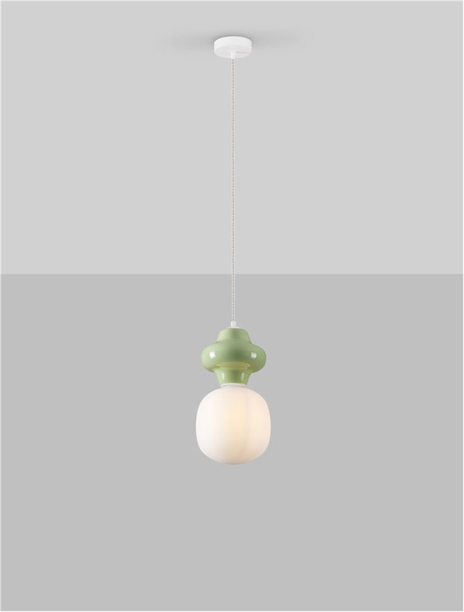 CHI Green Ceramic & Opal Glass Single Pendant - 13276