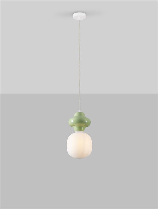 CHI Green Ceramic & Opal Glass Single Pendant - 13276