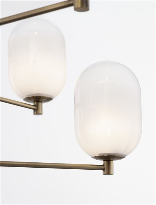 BAL Brass Gold Metal 12 Lamp Pendant With Gradient White Glass - ID 12524