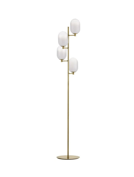 BAL Brass Gold Metal 4 Light Floor Lamp  With Gradient White Glass - ID 12511