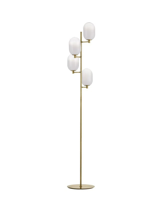 BAL Brass Gold Metal 4 Light Floor Lamp With Gradient White Glass - ID 12511