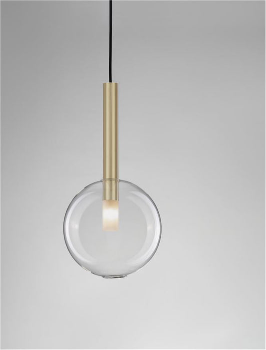 AME Sandy Gold & Clear Glass Spherical Pendant - ID 12529